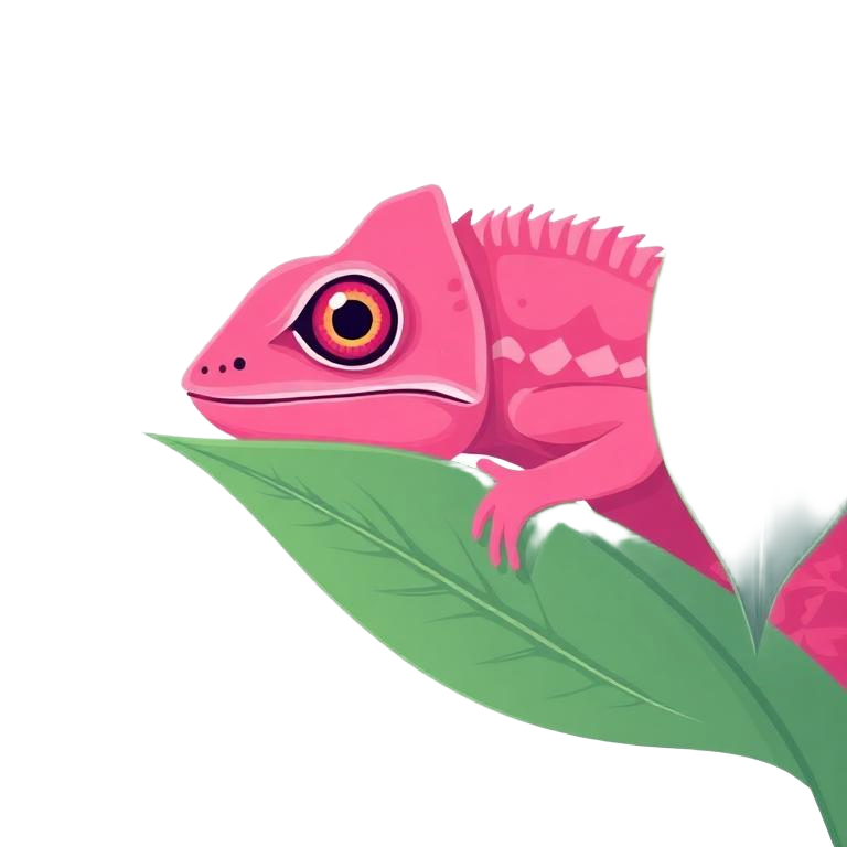OFactor chameleon mascot peeking into the studio